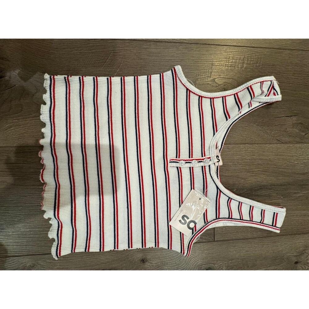 Women's Kohls SO Brand Red. White & Blue Striped Tank Top Size Medium